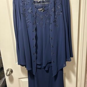 Navy 3pc Skirt Suit Sandra Darren 24W and 26W